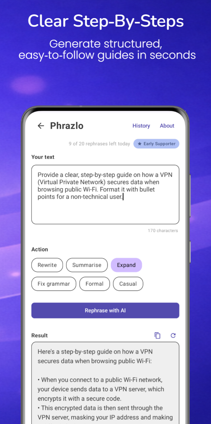 Phrazlo Clear Step-By-Steps — Generate structured, easy‑to‑follow guides in seconds.