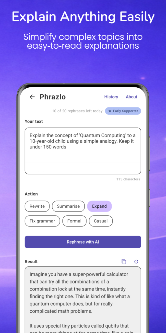 Phrazlo Explain Anything Easily — Simplify complex topics into friendly explanations.